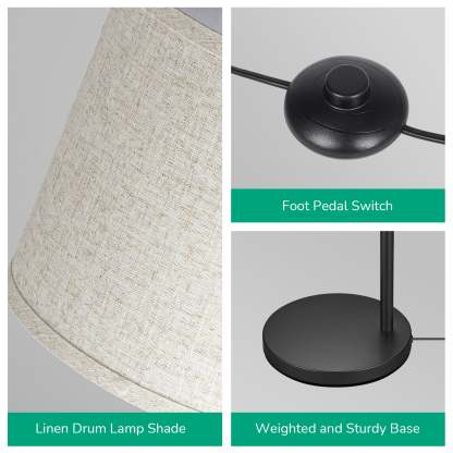 EDISHINE 62" Black Arched Floor Lamp-HLFL04H