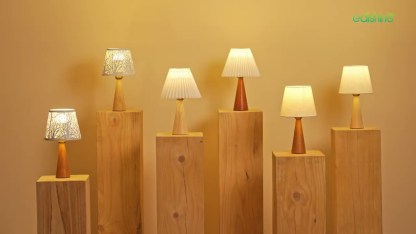 EDISHINE 13.58" Small Table Lamp, with Tree Hollowed Iron Lampshade, ON-OFF Switch, E26 Socket, Original Wooden Color-HLTL15A