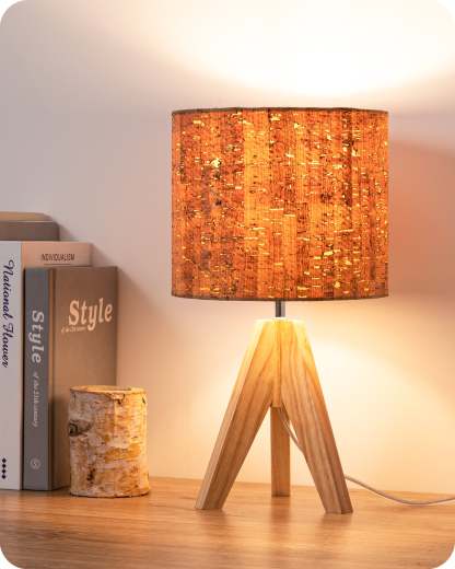 EDISHINE 14.2″ Wooden Tripod Table Lamp with ON/Off Switch, 1 Pack-HLTL05N