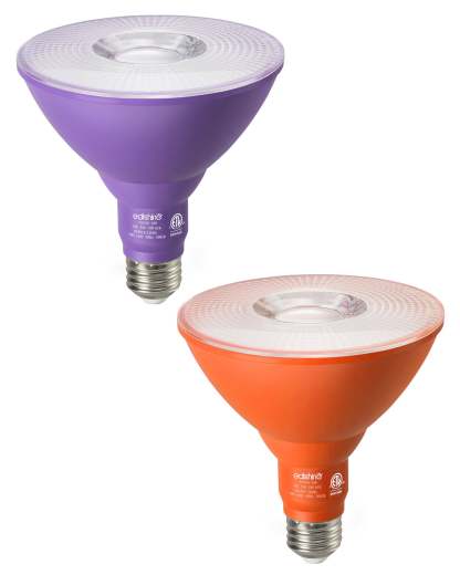 EDISHINE PAR38 Dimmable 18W(120W Equivalent) E26 Base Purple & Orange Flood Light Bulb, 2 Pack-HDCP38A-B2B