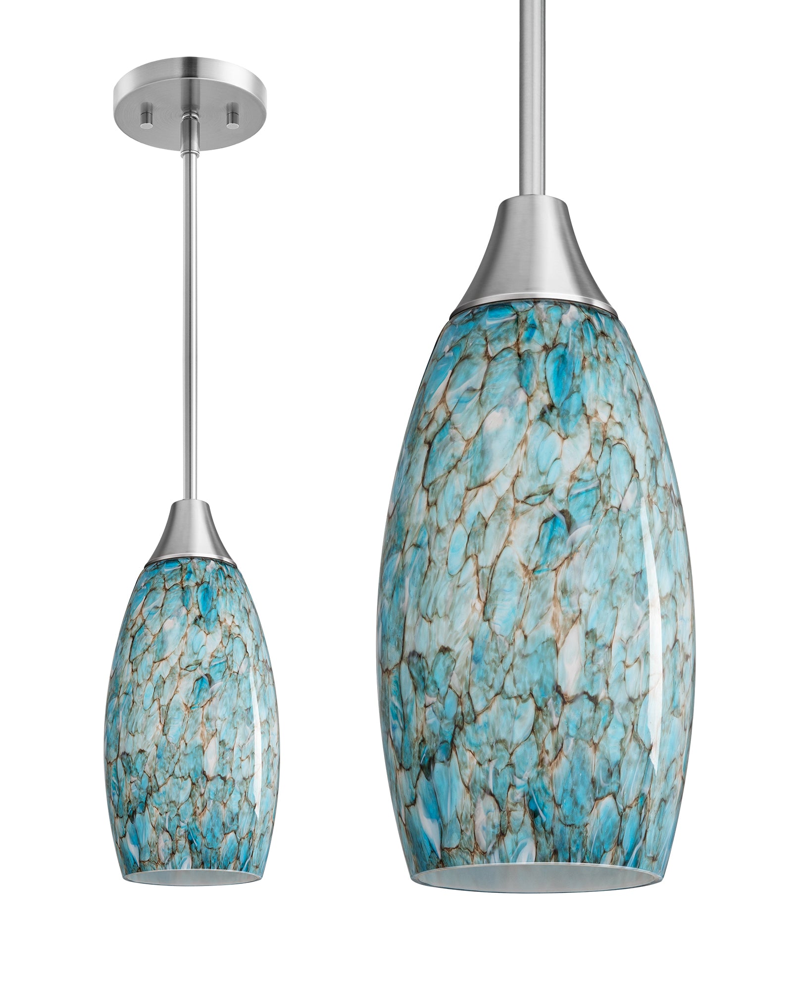 EDISHINE Handcrafted Art Glass Pendant Light Fixtures, Adjustable Cord (1 Pack)-HHPL08B