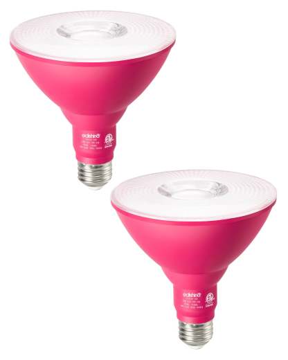 EDISHINE PAR38 Dimmable 18W(120W Equivalent) E26 Base Pink Flood Light Bulb, 2 Pack-HDCP38B