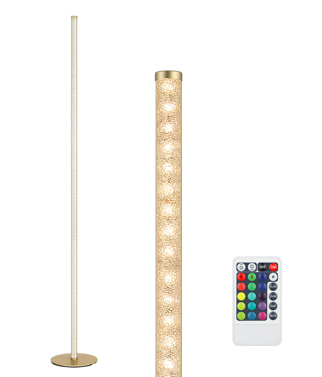 EDISHINE  57.5" RGBW, Mood Lighting, LED Corner Floor Lamp with Remote, Gold, 1 Pack-F1HFLG02R