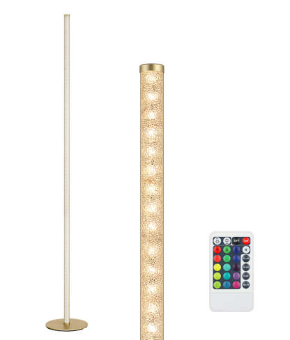EDISHINE  57.5" RGBW, Mood Lighting, LED Corner Floor Lamp with Remote, Gold, 1 Pack-F1HFLG02R