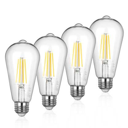 EDISHINE 4-Pack 7W(60W Equivalent) 2700K 800LM ST19 Non-Dimmable LED Edison Bulb E26 Base-HNST19A1