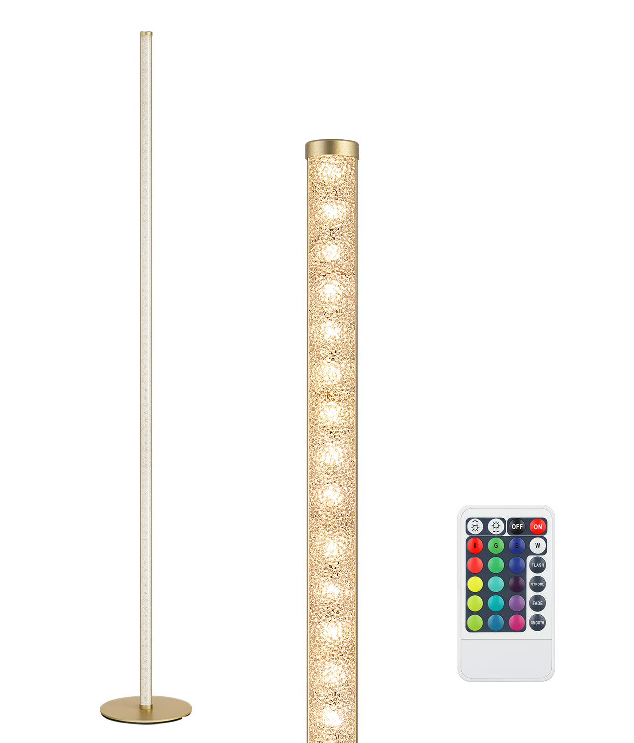 EDISHINE  57.5" RGBW, Mood Lighting, LED Corner Floor Lamp with Remote, Gold, 1 Pack-HFLG02R