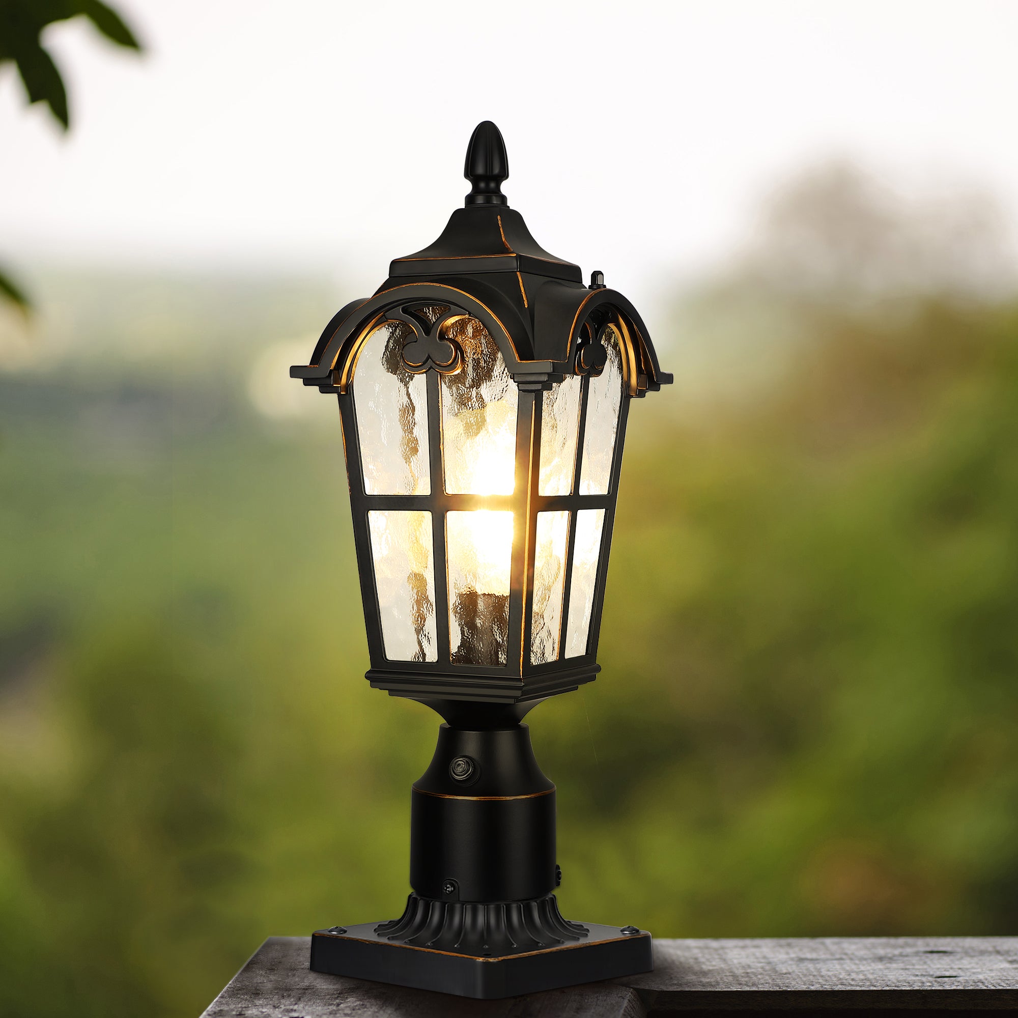 EDISHINE Dusk to Dawn Outdoor Post Light with Pier Mount Base-HOPL01A