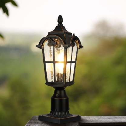 EDISHINE Dusk to Dawn Outdoor Post Light with Pier Mount Base-HOPL01A