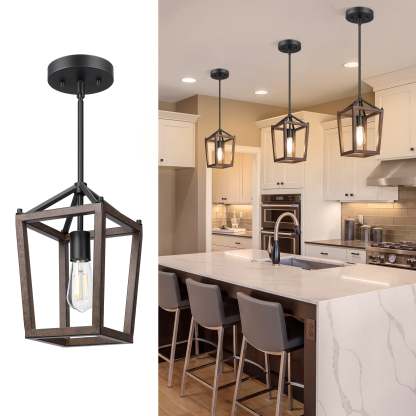 EDISHINE Industrial Farmhouse Adjustable Height Pendant Lights (1 Pack)-HHPL09B-B2B