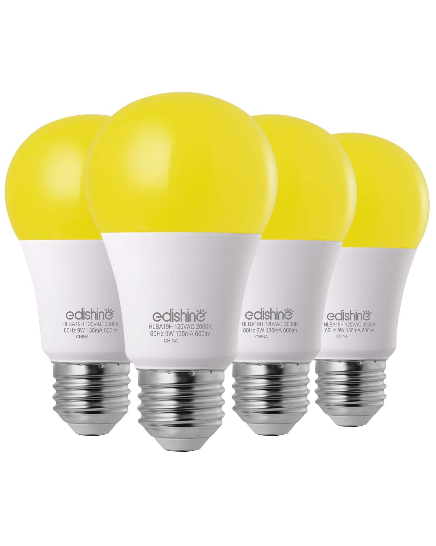 EDISHINE Dusk to Dawn 9W (60W Equivalent) A19 Non-Dimmable Yellow Light Bulb (4 Pack)-HLBA19H-B2B