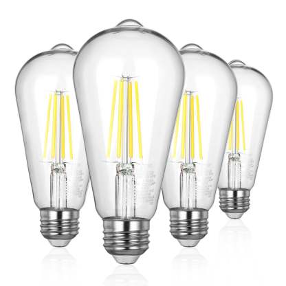 EDISHINE 4-Pack 7W 4000K 800LM ST19 Non-Dimmable LED Edison Bulb E26 Base-HNST19B1