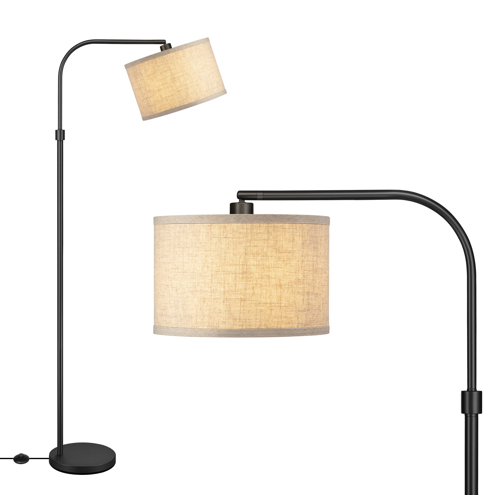 EDISHINE 62" Black Arched Floor Lamp-HLFL04H