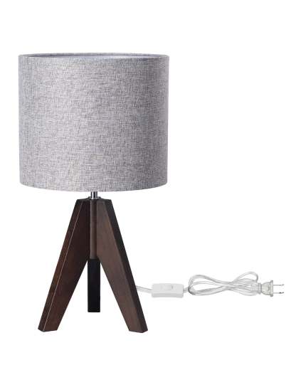 EDISHINE 14.2″ Walnut Color Wooden Tripod Table Lamp, 1 Pack-HLTL05R