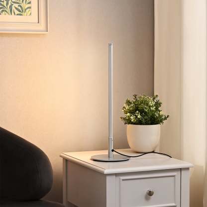EDISHINE  Dimmable Silver 6W Table Lamp with 3 Colour Temperature & Touch Controller, 1 Pack-HLTL02S