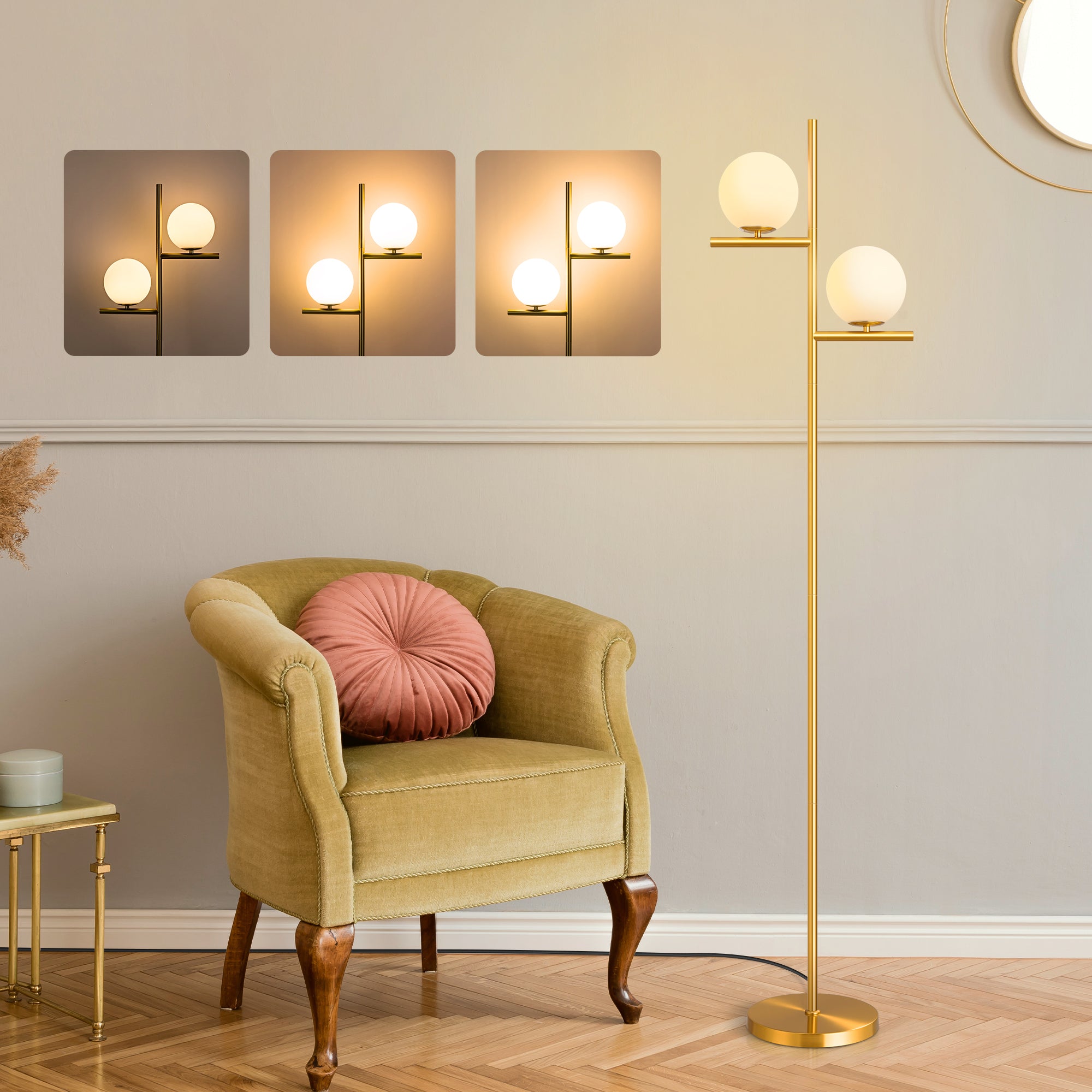 EDISHINE Dimmable Globe Floor Lamp-HLFL08B-B2B