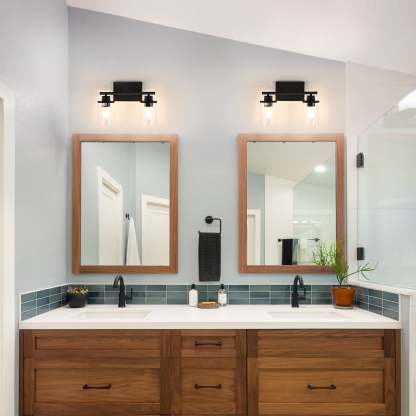 EDISHINE Matte Black Bathroom Light Fixtures-HHVL01B