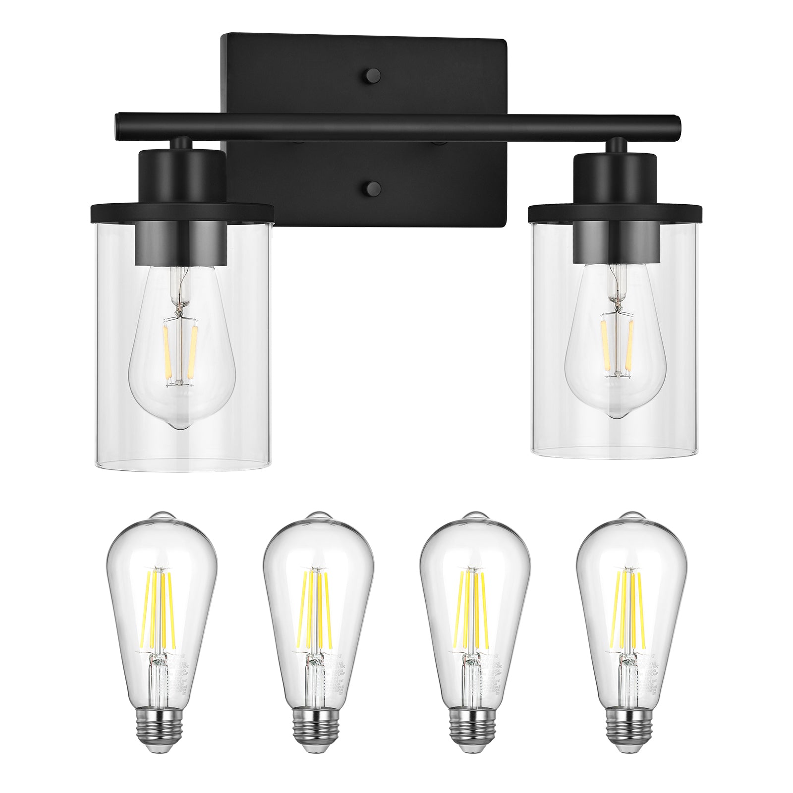 EDISHINE Matte Black Bathroom Light Fixtures-HHVL01B