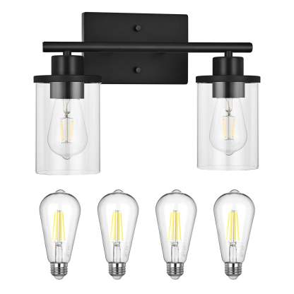 EDISHINE Matte Black Bathroom Light Fixtures-HHVL01B