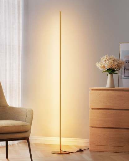 EDISHINE 57.5" Dimmable  Gold LED Corner Floor Lamp, 7 Color Temperature-F1HLFL02Q