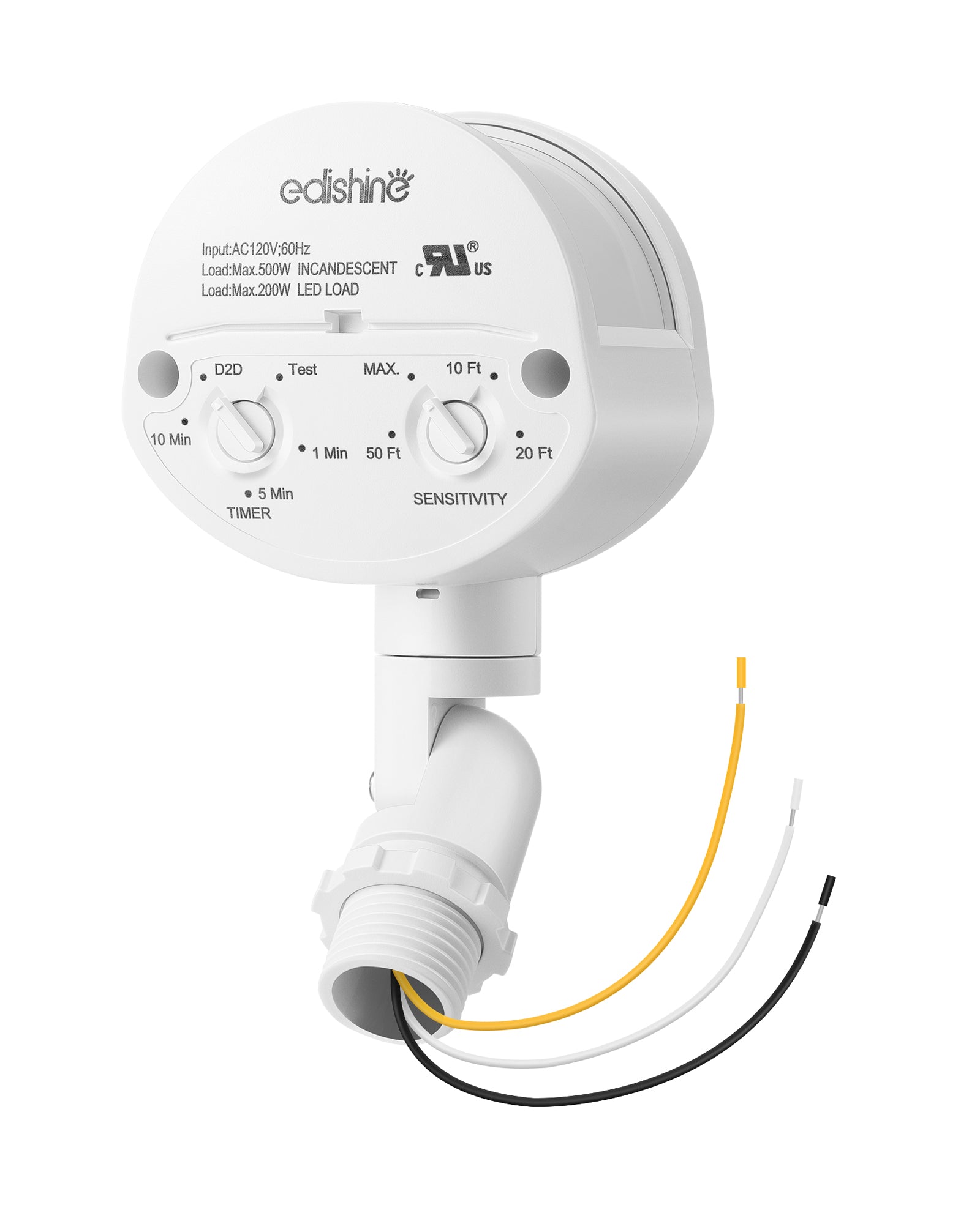 EDISHINE 180 Degree Automatic Dusk to Dawn White Motion Sensor-HMSS02A