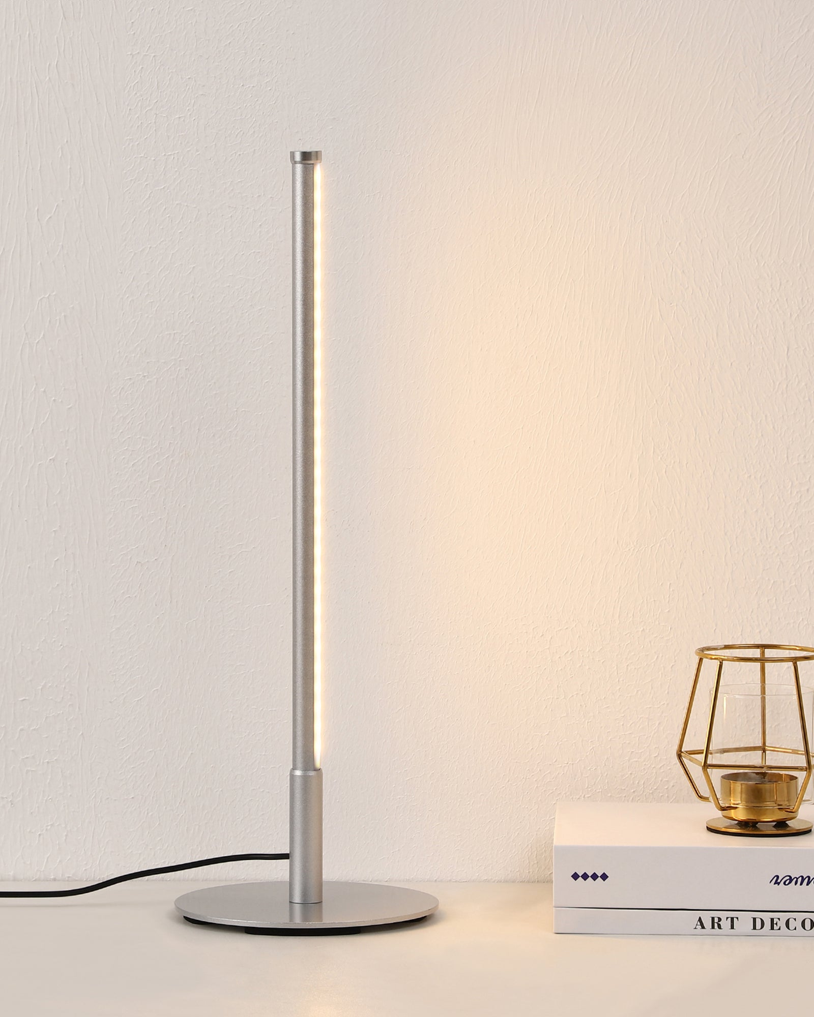 EDISHINE  Dimmable Silver 6W Table Lamp with 3 Colour Temperature & Touch Controller, 1 Pack-HLTL02S