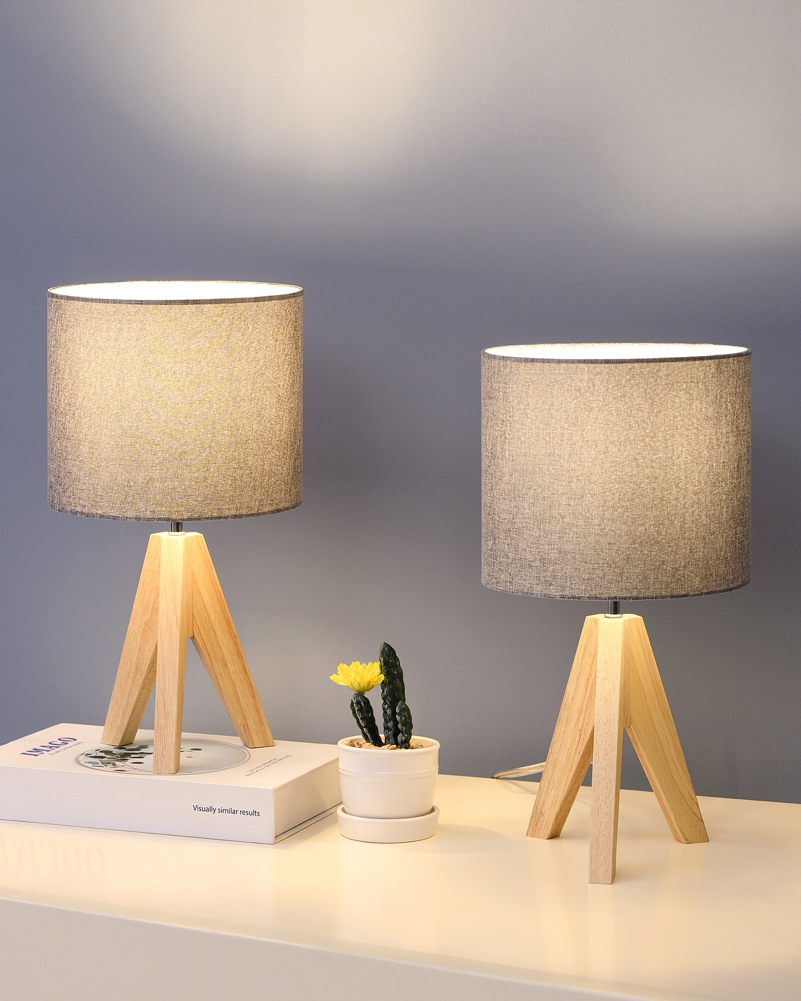 Grey wooden table fashion lamp