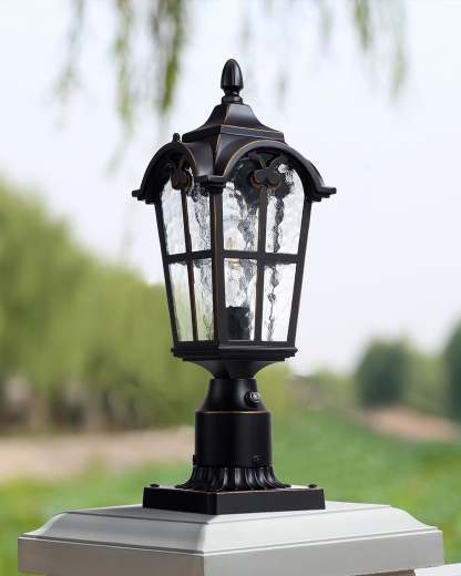 EDISHINE Dusk to Dawn Outdoor Post Light with Pier Mount Base-HOPL01A