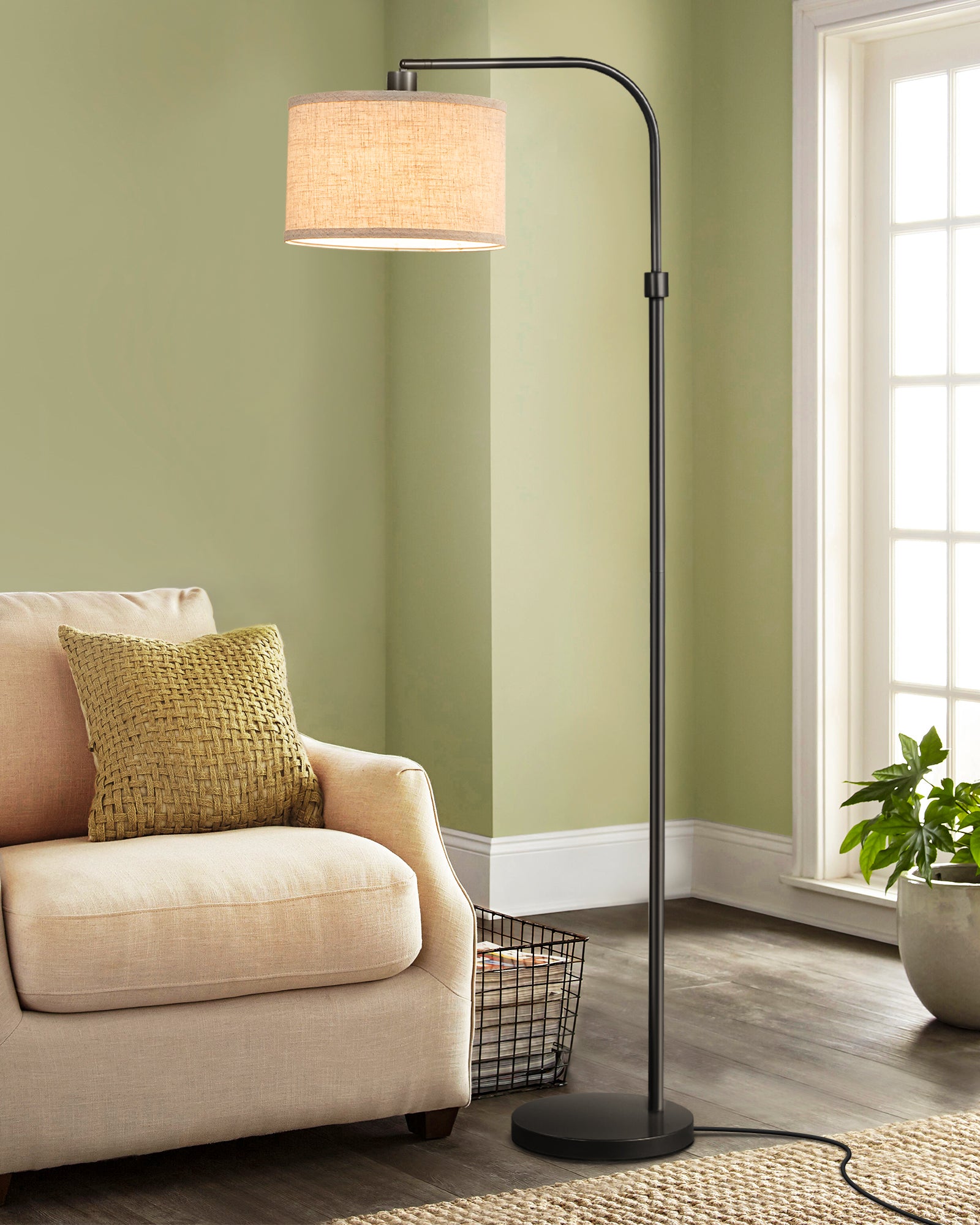 EDISHINE 62" Black Arched Floor Lamp-HLFL04H