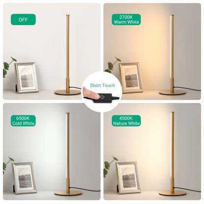 EDISHINE  Dimmable Gold 6W Table Lamp with 3 Colour Temperature & Touch Controller, 1 Pack-HLTL02G