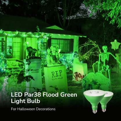 EDISHINE 18W Dimmable Green Flood Light Bulbs (2 Pack)-HLBP38E