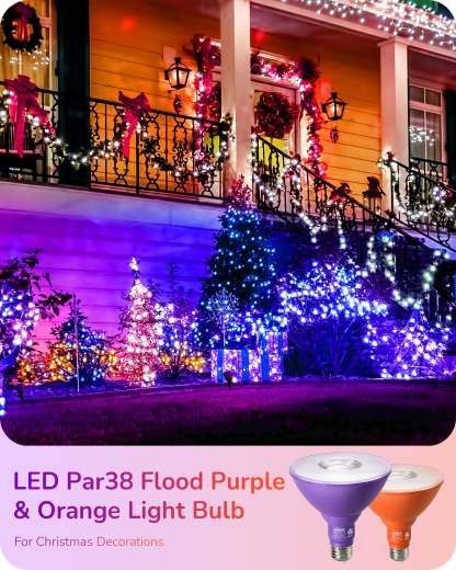 EDISHINE PAR38 Dimmable 18W(120W Equivalent) E26 Base Purple & Orange Flood Light Bulb, 2 Pack-HDCP38A-B2B