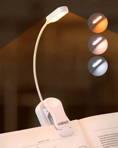 EDISHINE USB Rechargeable Reading Light, 3 Color Modes & Stepless Dimmable, 2 Charging Modes, White Black Blue, 3Pack-ZHBRL11ABC