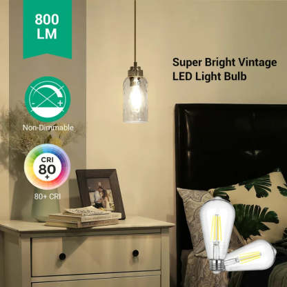 EDISHINE 4-Pack 7W 4000K 800LM ST19 Non-Dimmable LED Edison Bulb E26 Base-HNST19B1
