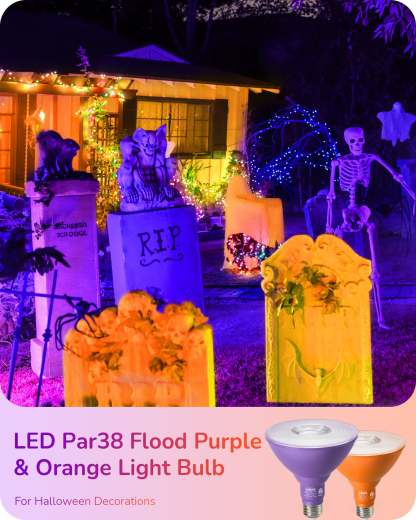 EDISHINE PAR38 Dimmable 18W(120W Equivalent) E26 Base Purple & Orange Flood Light Bulb, 2 Pack-HDCP38A-B2B