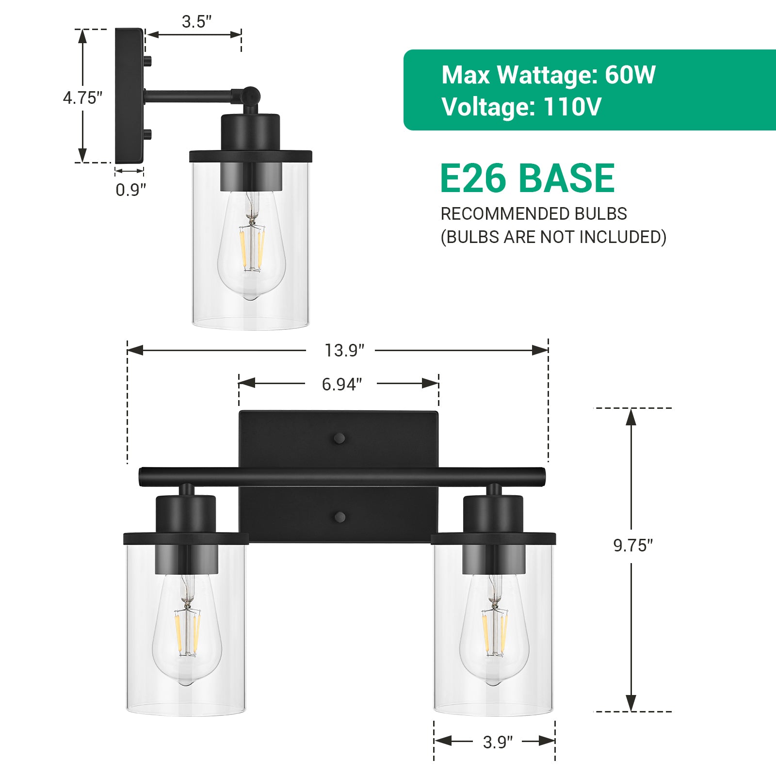 Bathroom light wattage hotsell