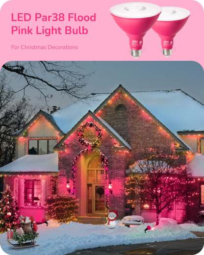 EDISHINE PAR38 Dimmable 18W(120W Equivalent) E26 Base Pink Flood Light Bulb, 2 Pack-HDCP38B