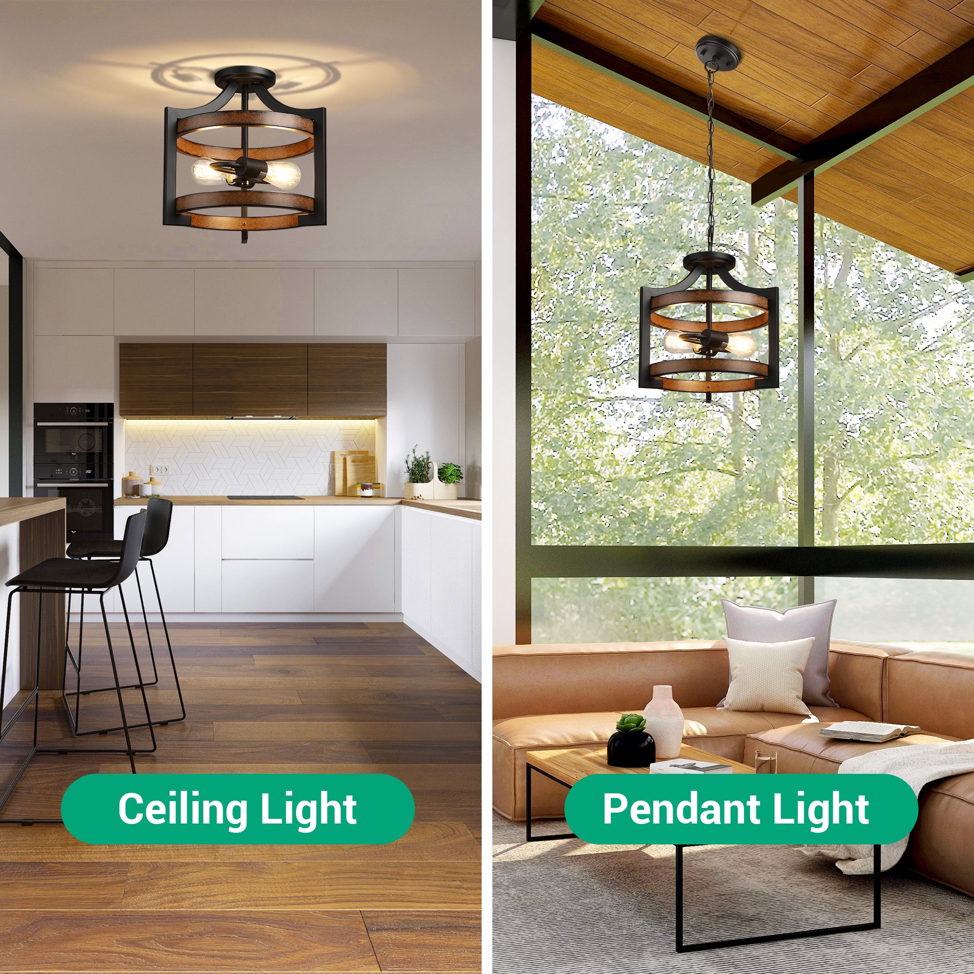 EDISHINE Semi Flush Mount Ceiling Light-HSCL04A