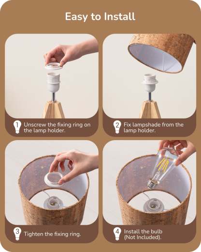 EDISHINE 14.2″ Wooden Tripod Table Lamp with ON/Off Switch, 1 Pack-HLTL05N