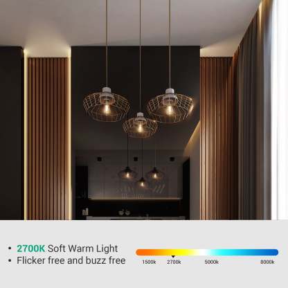 EDISHINE 4-Pack 7W(60W Equivalent) 2700K 800LM ST19 Non-Dimmable LED Edison Bulb E26 Base-HNST19A1