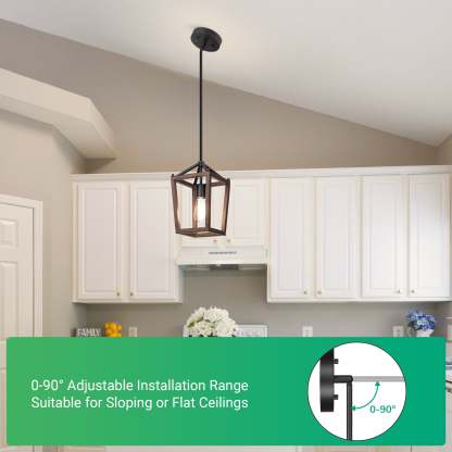 EDISHINE Industrial Farmhouse Adjustable Height Pendant Lights (1 Pack)-HHPL09B-B2B