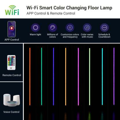 EDISHINE 57.5" Dimmable Smart WiFi Floor Lamp with App & Remote Control-HFLG02W
