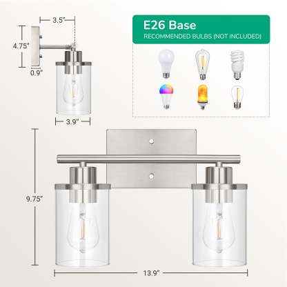 EDISHINE Silver Bathroom Light Fixtures-HHVL02B