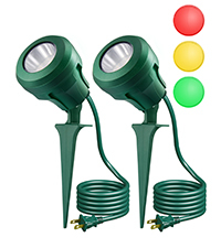 EDISHINE 2 Pack, 120V LED Outdoor Spotlights with 3 Lenses, 4.8W, 180° Rotatable Lamphead, 5000K-HGSL01E