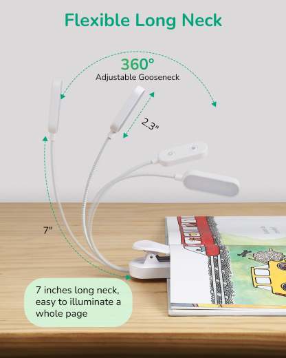 EDISHINE USB Rechargeable Reading Light, 3 Color Modes & Stepless Dimmable, 2 Charging Modes, White Black Blue, 3Pack-ZHBRL11ABC