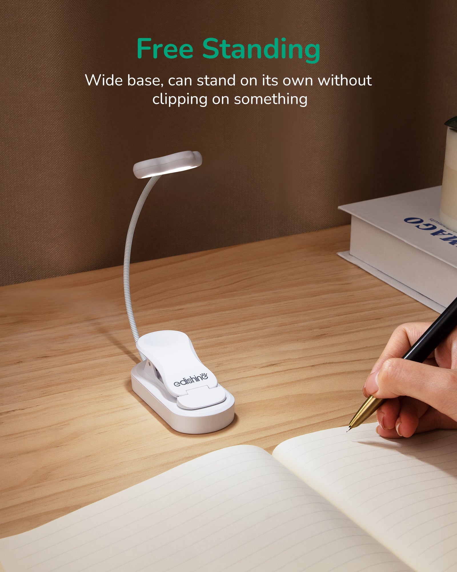 缺货下架EDISHINE USB Rechargeable Reading Light, 3 Color Modes & Stepless Dimmable, White Blue, 2Pack-ZHBRL10AC