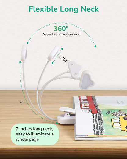 缺货下架EDISHINE USB Rechargeable Reading Light, 3 Color Modes & Stepless Dimmable, White Blue, 2Pack-ZHBRL10AC
