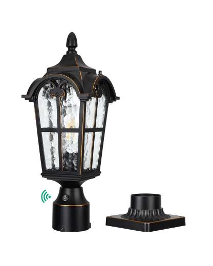 EDISHINE Dusk to Dawn Outdoor Post Light with Pier Mount Base-HOPL01A
