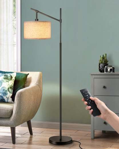 EDISHINE 63.8" Dimmable Black Floor Lamp with Remote Control-HFLK54B