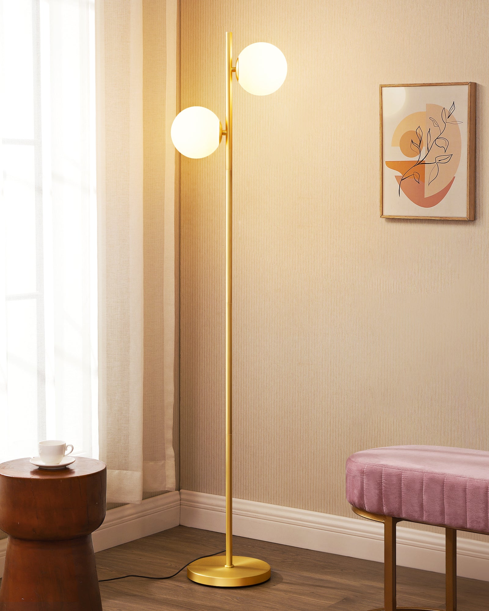EDISHINE Brass Mid Century Modern Floor Lamp-HLFL08A