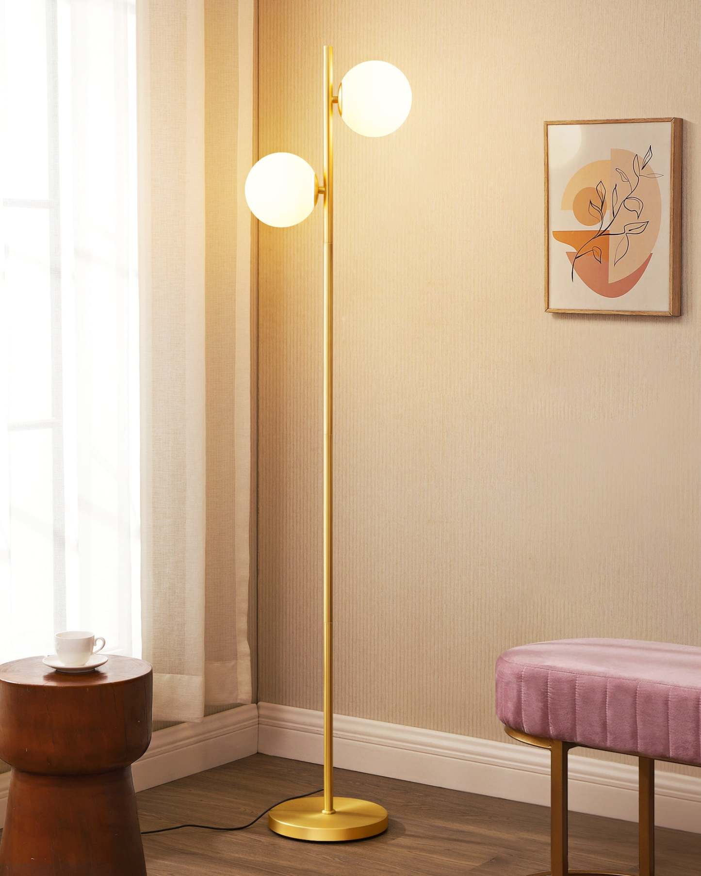 EDISHINE Brass Mid Century Modern Floor Lamp-HLFL08A